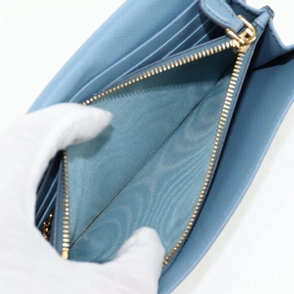 PRADA Long Wallet Safiano leather Light Blue Auth 146803V - Picture 12 of 16